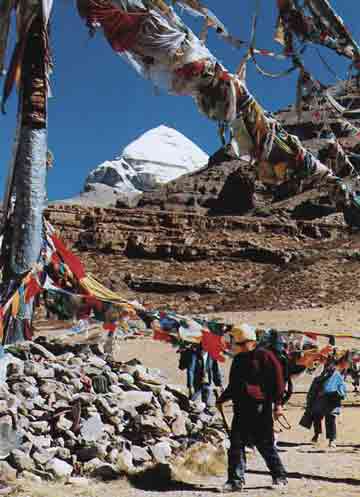 
Robert Thurman circling the Tarboche Pole with Kailash in the background - Circling the Sacred Mountain: A Spiritual Adventure Through the Himalayas book
